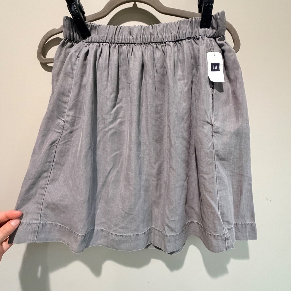 NWT Gap 1969 Mini Skirt Womens XS Grey Flowy Tencel Lyocell Minimalist Indie
